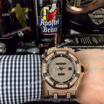 Copy Audemars Piguet Royal Oak Offshore Diver Rose Gold Diamond Watches 1