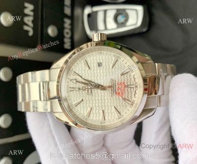 Omega Seamaster AQUA TERRA Swiss 8215 Watches Replica SS White Waved Dial 1