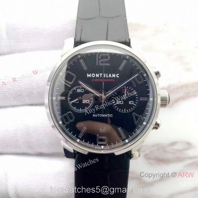Mont Blanc Clone Timewalker SS Black Leather Strap Watch Swiss Grade 1 7750 Automatic 1