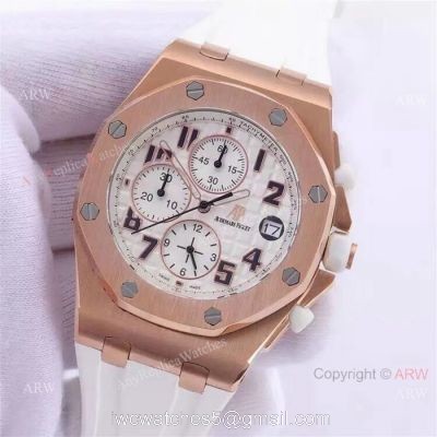Copy Audemars Piguet Royal Oak Offshore Watches Rose Gold White Dial 1
