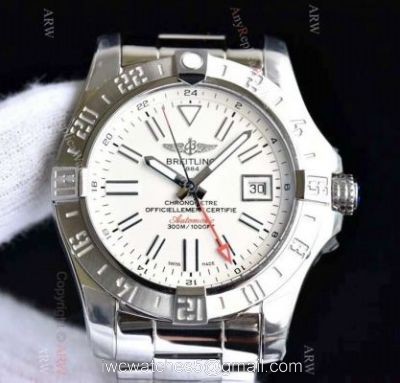 Copy Breitling Avenger II GMT Swiss 2836 Watch Stainless Steel White Dial 1