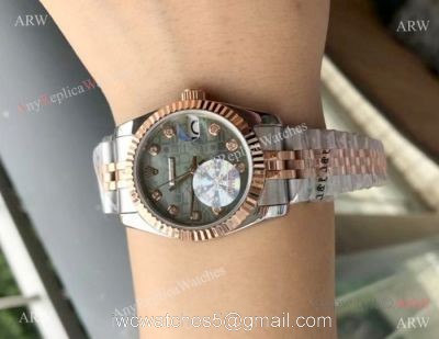 Rolex Datejust 31mm Copy watches 2-Tone Rose Gold Green Micro Face 1