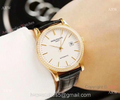 Patek Philippe Automatic Calatrava Watches Gold Case 1