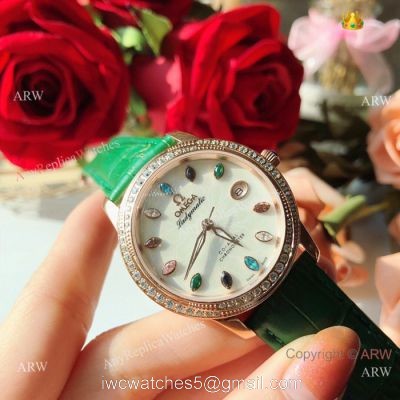 Omega ladymatic Diamond Watches New Replica Omega Watch White Face Rose Gold 1
