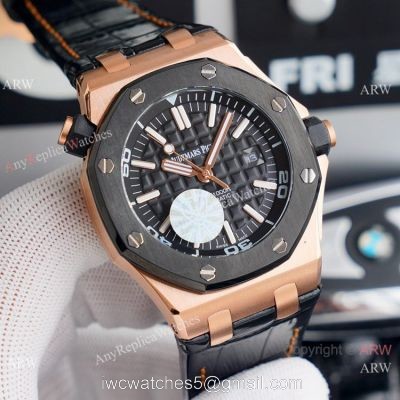 Copy Audemars Piguet Royal Oak Diver Watches Rose Gold and Black 1