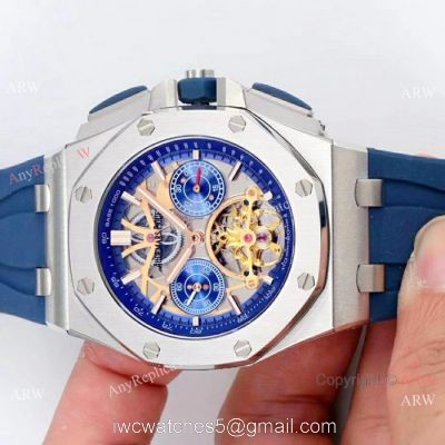 Audemars Piguet Royal Oak offshore SS Blue Face Watch Fake AP Skeleton Watch 1