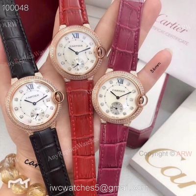 Cartier ballon bleu Diamond Watches Rose Gold White MOP Face 1