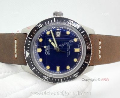 Swiss Grade Fake Oris 2836 Watch SS Dark Blue Dial Black Bezel 1