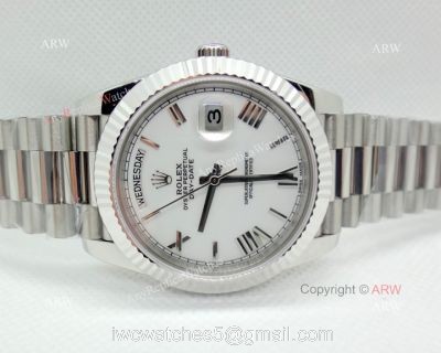Stainless Steel White Dial DayDate II Rolex Presidential 41mm Replica Watch EWF Swiss 3255 1