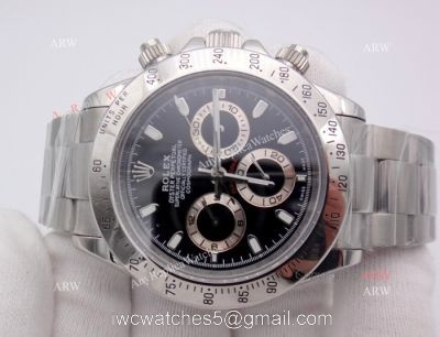 NEW UPGRADED Rolex Daytona Replica Watch -Stainless Steel Black Face 1