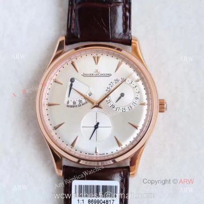 Replica Jaeger-LeCoultre Master Ultra Thin Reserve de Marche 39mm watch White Dial Rose Gold 1