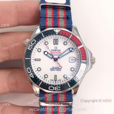 Swiss Grade Omega Commanders 007 James Bond Omega Watch White Face Nato Strap 1