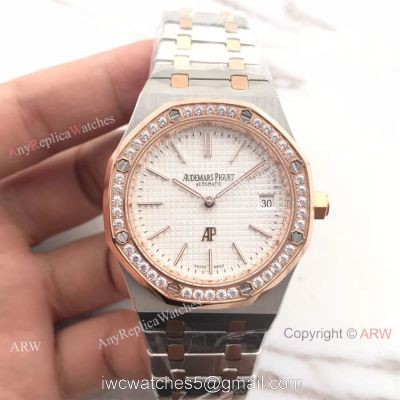 New Audemars Piguet Royal Oak Extra Thin 2-Tone Rose Gold White Watch 39mm 1