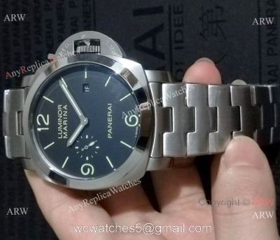 Copy Panerai Luminor Steel Bracelet Black Face PAM00328 1
