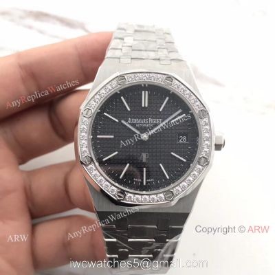 JH Audemars Piguet Extra Thin Royal Oak Watch Stainless Steel Diamond Bezel 1