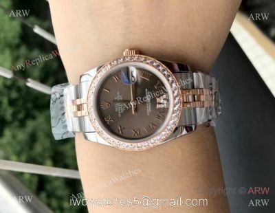 Copy Rolex Datejust 2-Tone Rose Gold Diamonds Watch 31MM 1
