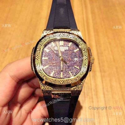 Patek Philippe Engraving Nautilus Anniversary Watch Gold Case 40MM 1