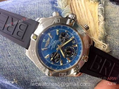 Replica Breitling Chronomat B01 Watch Blue Dial Black Rubber strap 1