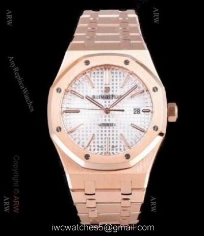 JF Replica Audemars Piguet Royal Oak Swiss 3120 Watches Rose Gold Silver Face 1
