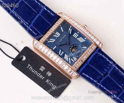 Swiss ETA2824 Cartier Tank Moon phase copy Watches Rose Gold Diamond Bezel 1