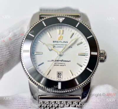(GF) Replica Breitling Superocean Heritage II SS White Dial Black Ceramic Watch 42mm 1