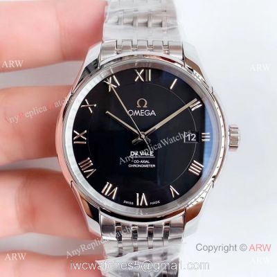 Swiss Copy Omega De Ville Co-Axial Stainless Steel Black Dial VSF 8500 Watch 1