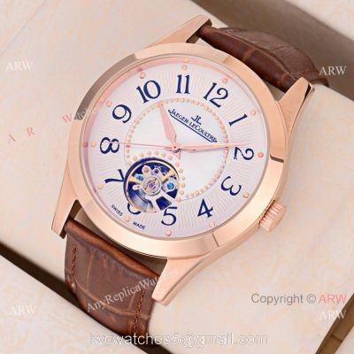 Fake Jaeger-LeCoultre Flying Tourbillon Rose Gold Arabic Watch 43mm 1