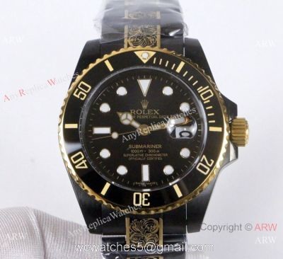 High Quality Rolex Submariner Black Face Two Tone Tattoo Watch 40mm 1