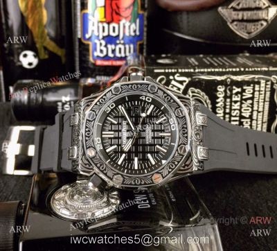 Replica Audemars Piguet Royal Oak Offshore Tattoo Watch SS Black Dial 1