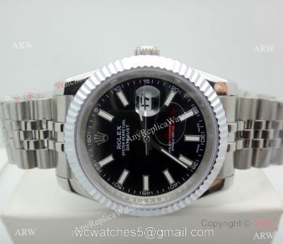 Copy Rolex Datejust Jubilee Stainless Steel Black Dial 40mm Watch 1