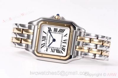 Copy Panthere De Cartier 2-Tone White Dial Watch Swiss Quartz Movement 1