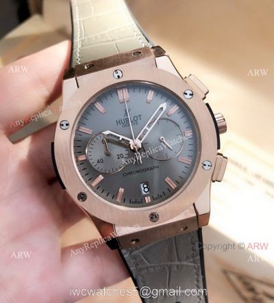 Replica Hublot Classic Fusion Chrono Watches Gray Dial Rose Gold 1