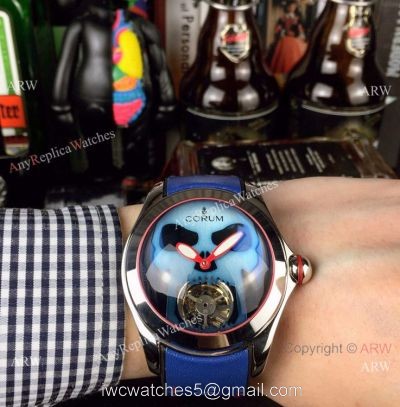 Corum Bubble Skull Tourbillon SS Blue Dial Watch Best Replica 1