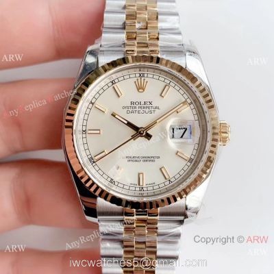 Copy Rolex Datejust 36mm Two Tone 904L Watch from AR Rolex Factory 1
