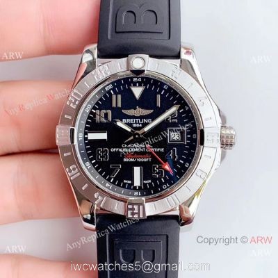 (GF) Replica Breitling Avenger II GMT SS Black Arabic Dial Watch 2019 New 1