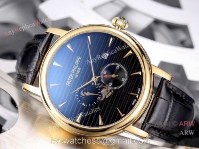 Patek Philippe geneve Calatrava Watch Gold Case Black Face 1