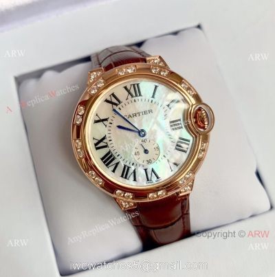 Cartier Ballon Bleu de Rose Gold White MOP Dial Watch 36mm 1