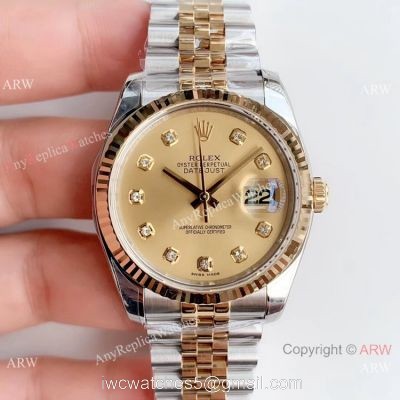 Rolex ?R Factory Datejust Two-Tone Diamond Swiss Replica Watch V2 Version 1