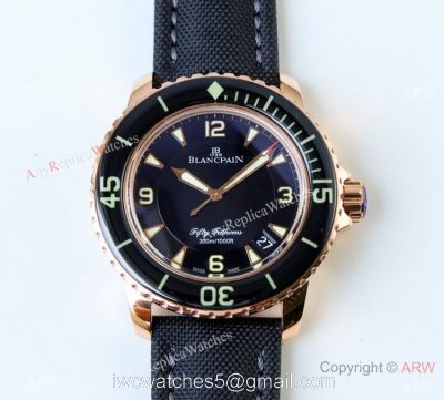 Swiss Grade Blancpain Fifty Fathoms Automatique Rose Gold Watch Best Replica 1:1 1