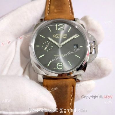 Replica Panerai PAM 904 Luminor DUE Watch SS Gray Face Green Marker 1