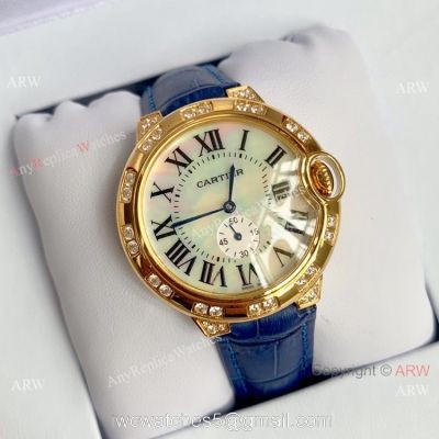 Copy Cartier Ballon Bleu 36mm Watch Yellow Gold White MOP Dial 1