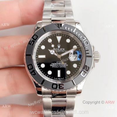 Swiss Replica Rolex Yachtmaster ETA2836 Watch Stainless Steel Black Bezel 1