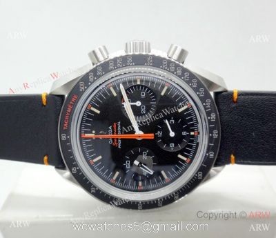 (OM)Swiss Replica Omega Speedmaster Moon SS Black Bezel Watch 1