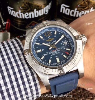 Fake Breitling COLT Automatic Blue Dial Blue Rubber Band Mens Watch 1