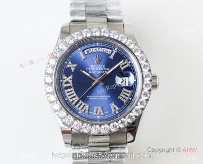 N9 Swiss 2836 Stainless Steel Blue Dial Rolex Presidential 41mm Replica Watch 1