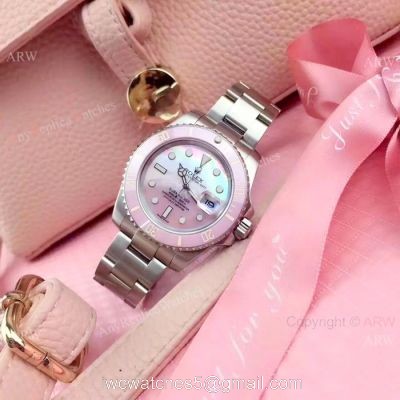 Replica Pink Rolex Submariner Stainless Steel Pink MOP dial Watch 1