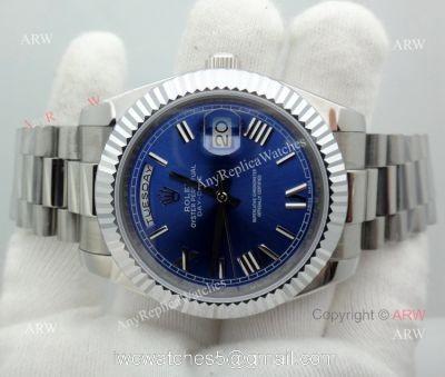 Best Rolex Day Date President Replica Watch 40mm Stainless Steel Blue Dial 1