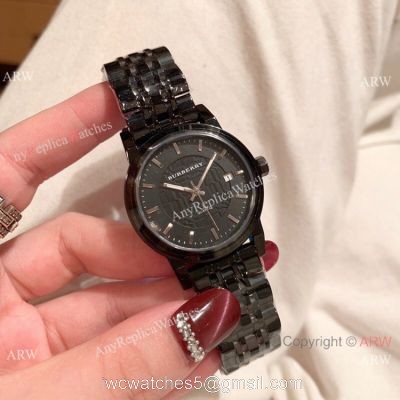 Solid Black Burberry Replica Watch 32mm Quartz Movement 1