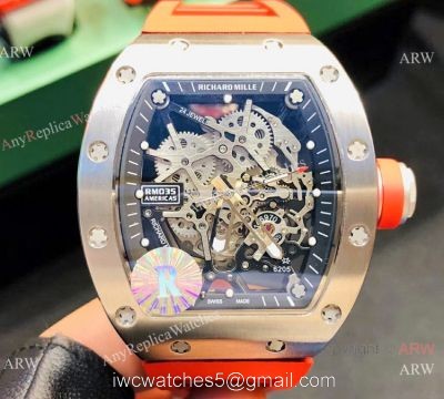 Copy Richard Mille RM035-Americas Watch SS Orange Rubber Band 1