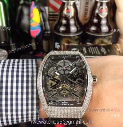 High Quality Franck Muller Vanguard Replica Watch Diamond Case Skeleton Dial 1
